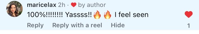 Comment: 100%!!! Yassss!! I feel seen