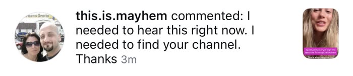 Comment: I needed to hear this right now