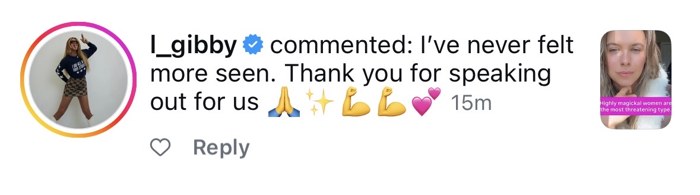 Comment: I've never felt more seen. Thank you for speaking out for us